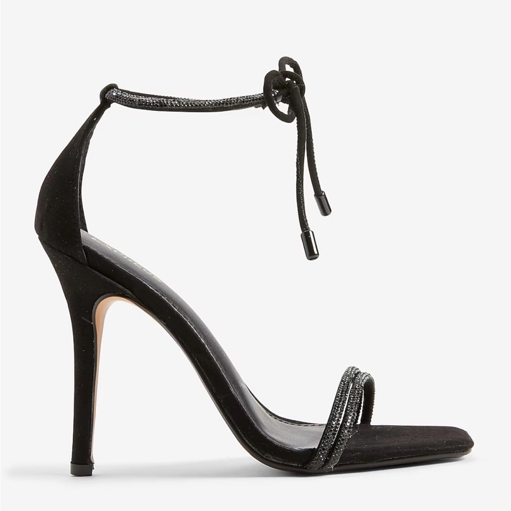 Express Women Embellished Tubular Ankle Tie
Heeled Sandals Size 9 color Black